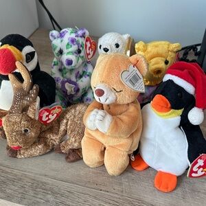 Beanie Baby Lot - Ty Plush Toy Set with Orange, Black, and White Accents